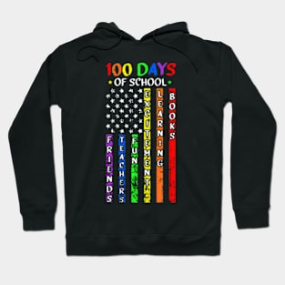 100 Days Of School American Flag Teacher Cool Student Hoodie